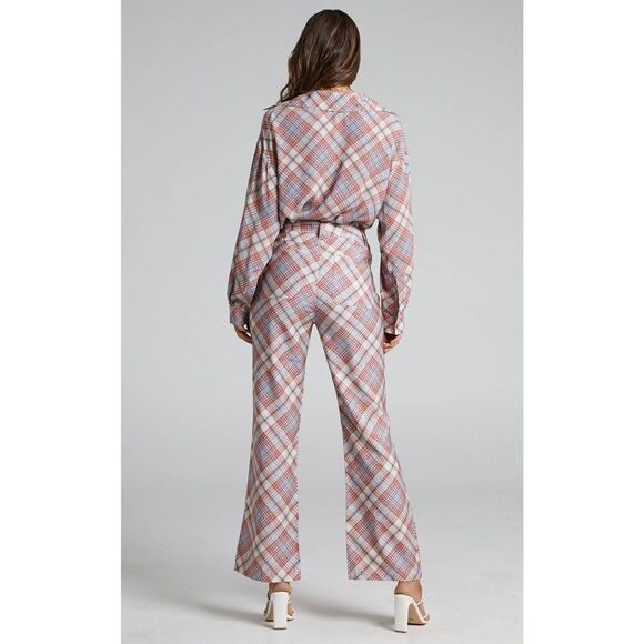NEW Rolla’s PLAID BOOTCUT PANTS IN POMEGRANATE Size S - Picture 3 of 15